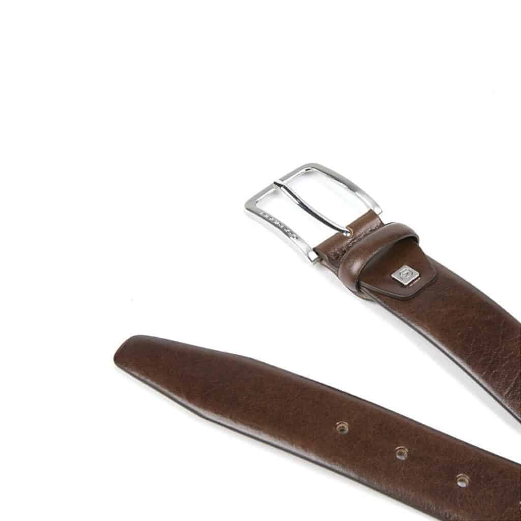 Cintura Uomo Piquadro Fibbia Ardiglione Pelle Marrone