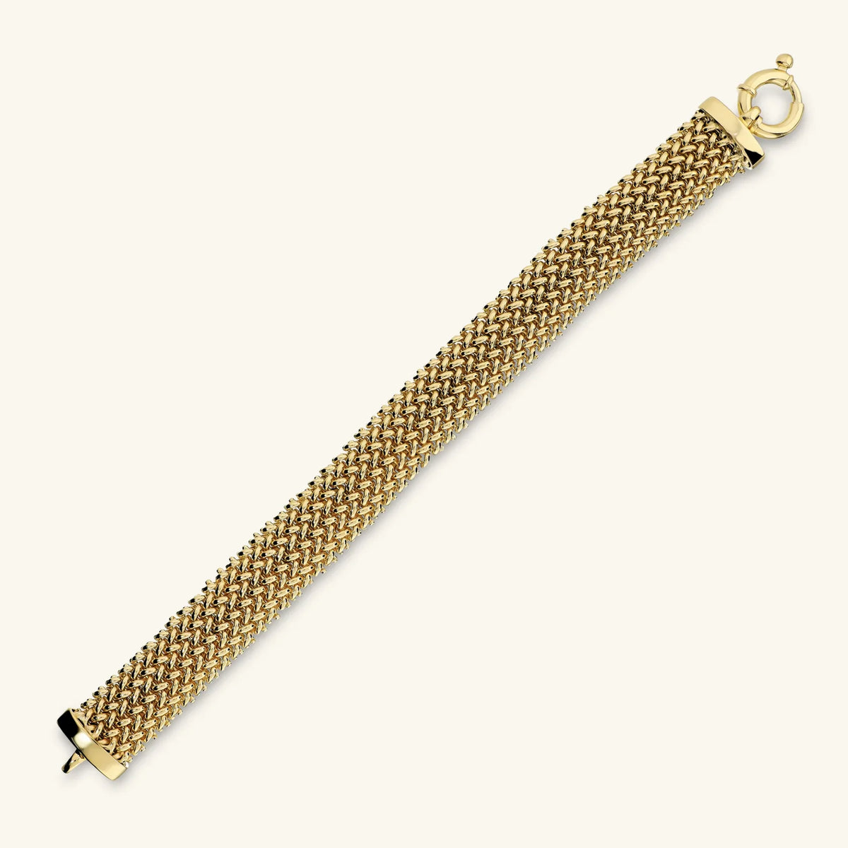 Bracciale Etrusca Gioielli Lega Golden Placcata Oro Maglia Effetto Tessuto Intrecciato