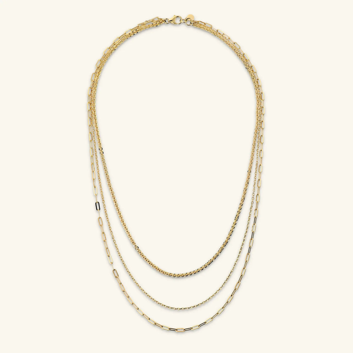 Collana Multifilo Graduata Etrusca Gioielli Lega Golden Placcata Oro Catena Cristallina, Forzatina E Maglie Allungate