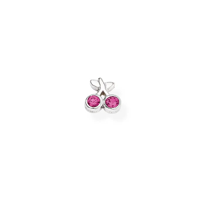 Monorecchino Amen Argento Ciliegie Con Zirconi Fucsia