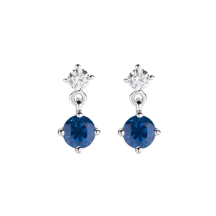 Orecchini Pendenti Amen Fancy Argento Punto Luce e Zircone Blu