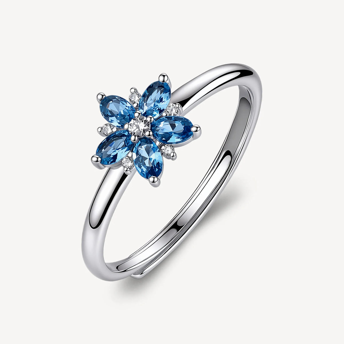 Anello Regolabile Brosway Fancy Freedom Blue Argento Fiore Con Cubic Zirconia Bianchi/Blu - Misura 12/18