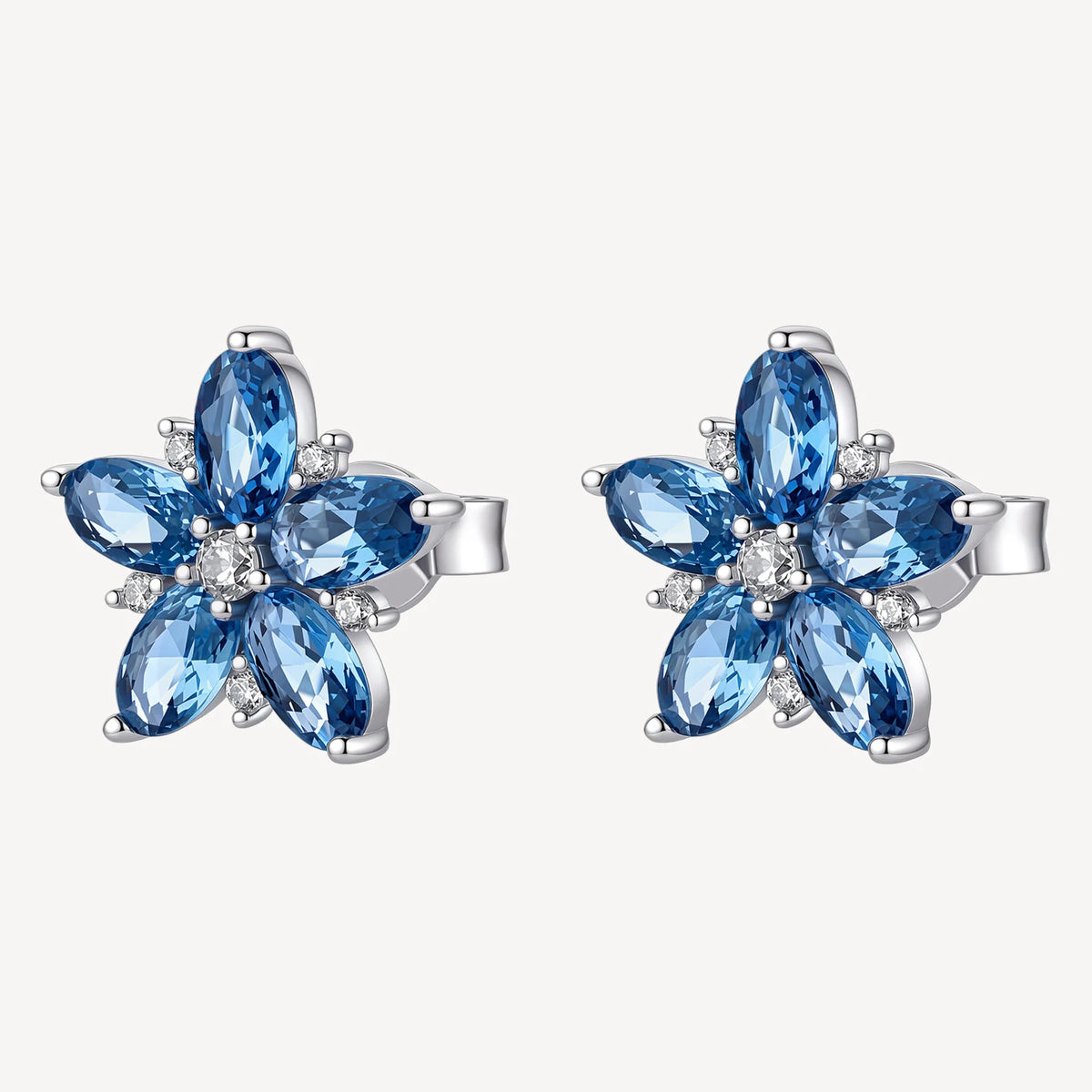Orecchini Lobo Brosway Fancy Freedom Blue Argento Fiore Con Cubic Zirconia Bianchi/Blu