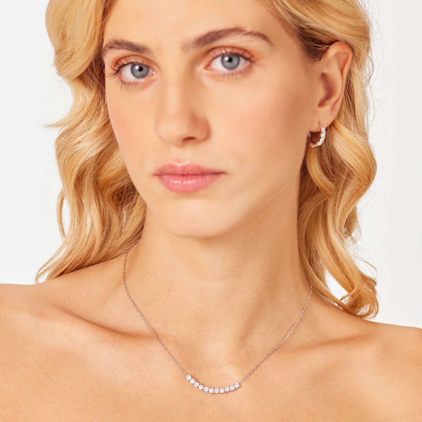 Collana Brosway Fancy Argento Centrale Cubic Zirconia Alternati a Perline