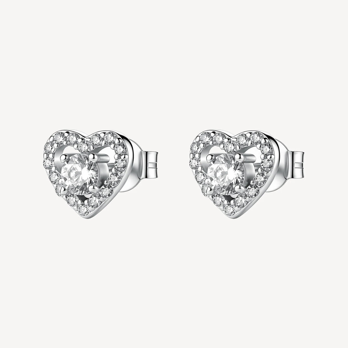 Orecchini Lobo Brosway Fancy Infinite White Argento Cuore Con Cubic Zirconia Bianchi