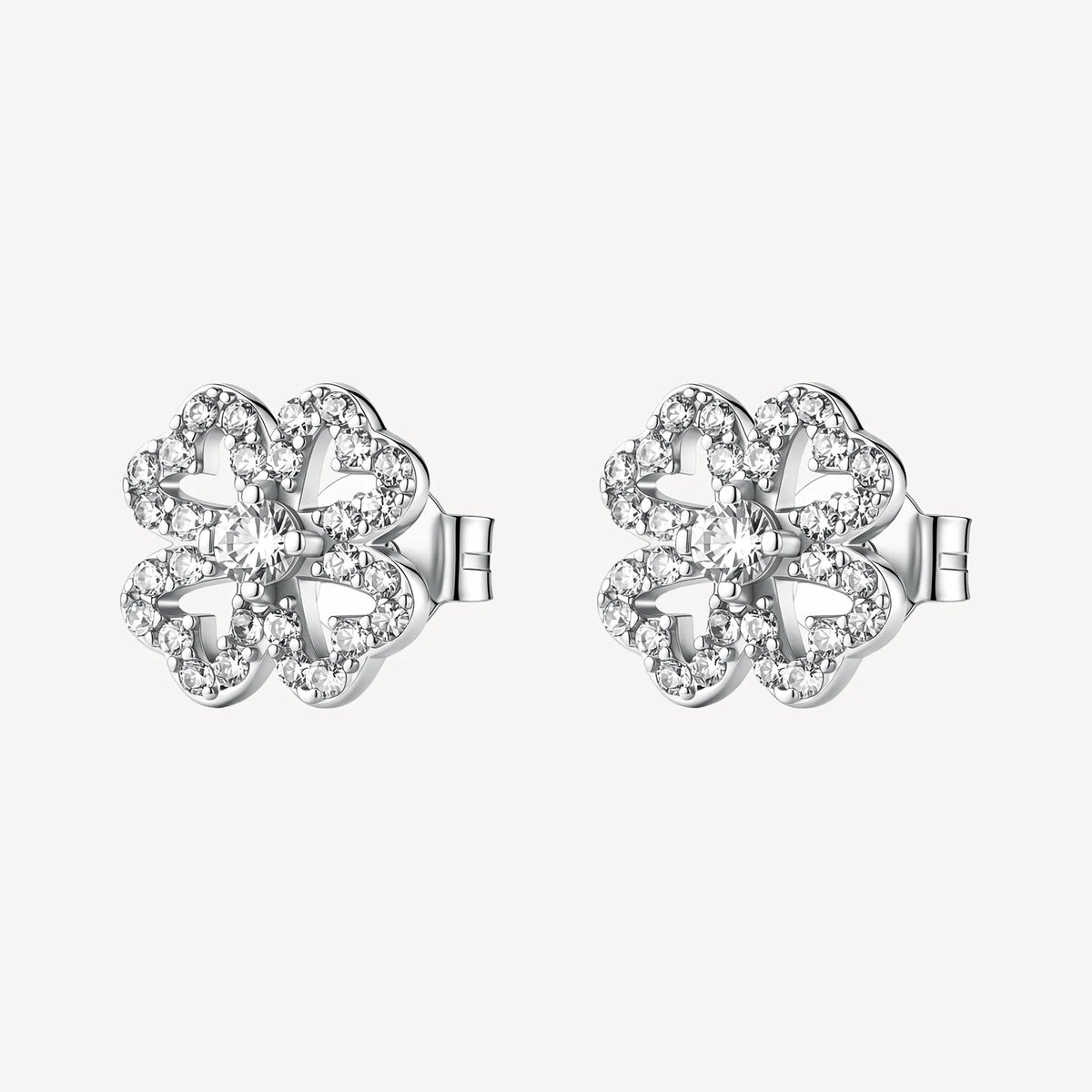 Orecchini Lobo Brosway Fancy Infinite White Argento Quadrifoglio Con Cubic Zirconia Bianchi