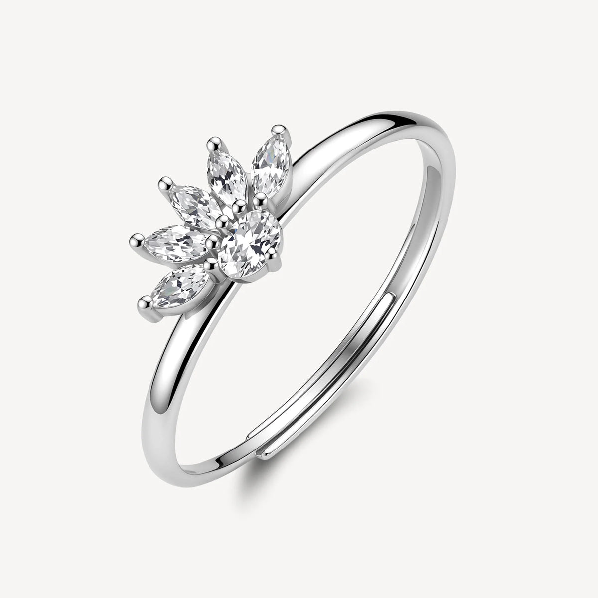 Anello Regolabile Brosway Fancy Infinite White Argento Fiore Di Loto Con Cubic Zirconia Bianchi