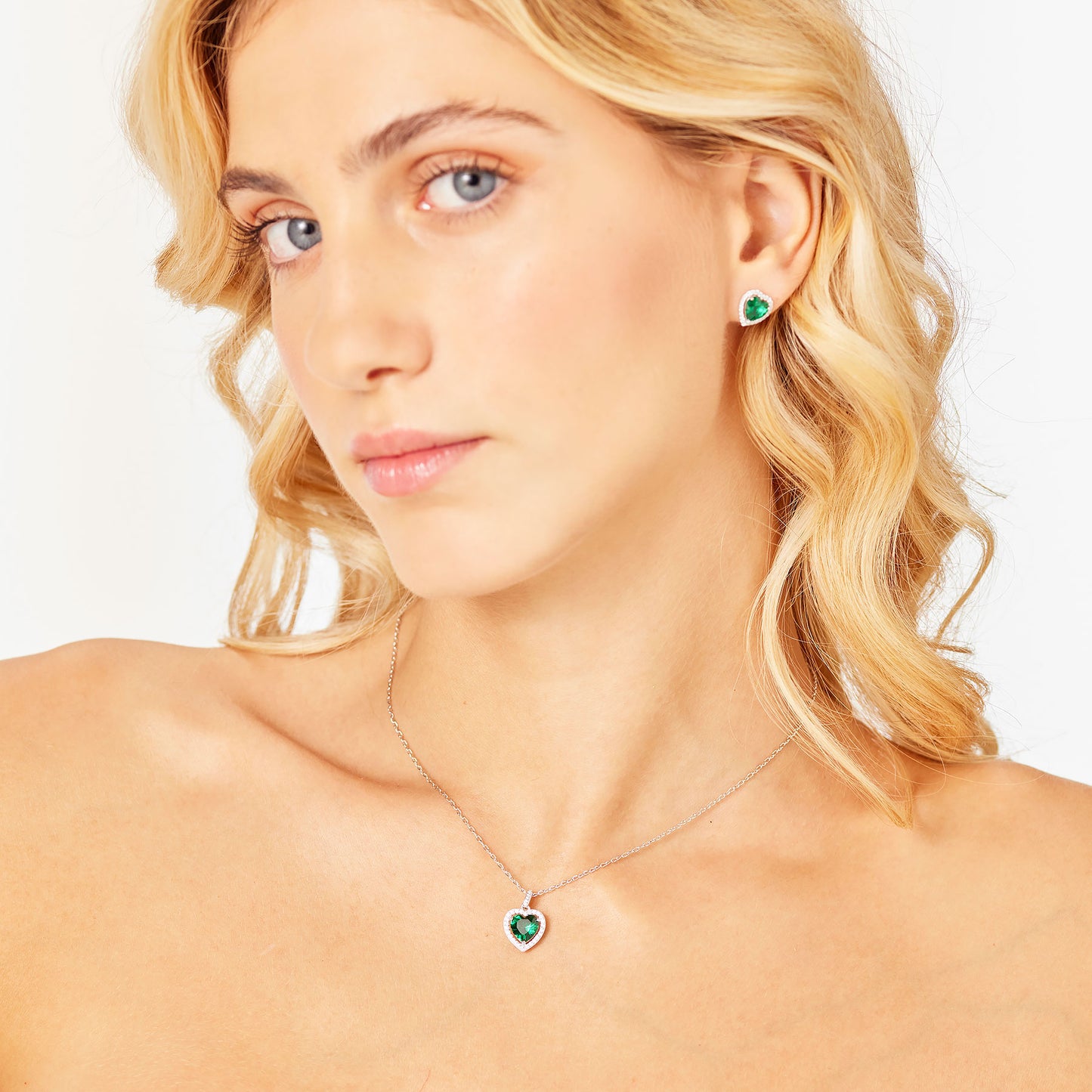 Ciondolo Brosway Fancy Life Green In Argento Cuore Cubic Zirconia Verde Contornato
