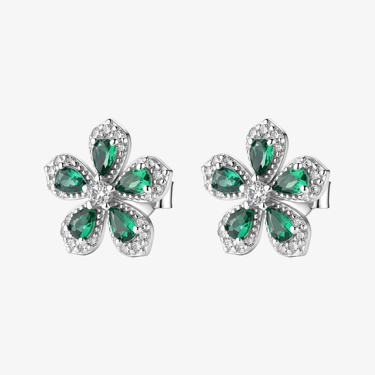 Orecchini Lobo Brosway Fancy Life Green Argento Fiore Con Cubic Zirconia Bianchi/Verdi