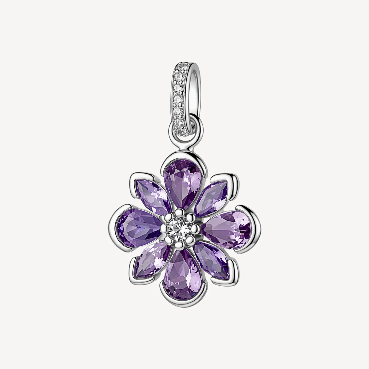 Pendente Brosway Fancy Magic Purple Argento Fiore Con Cubic Zirconia Viola E Centrale Bianco