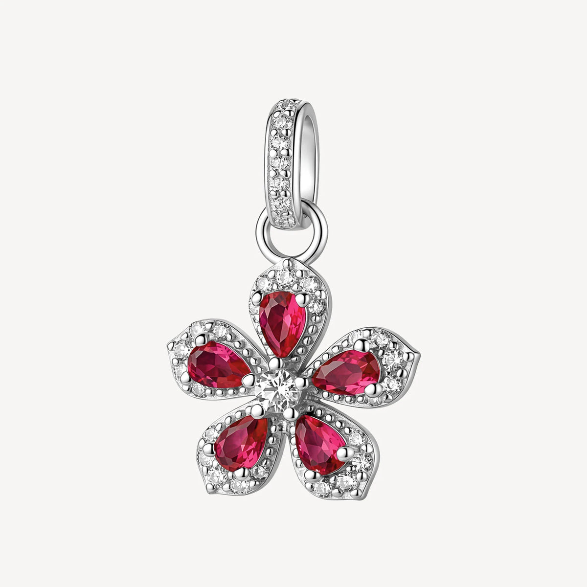 Pendente Brosway Fancy Passion Ruby Argento Fiore Con Cubic Zirconia Ruby/Bianchi