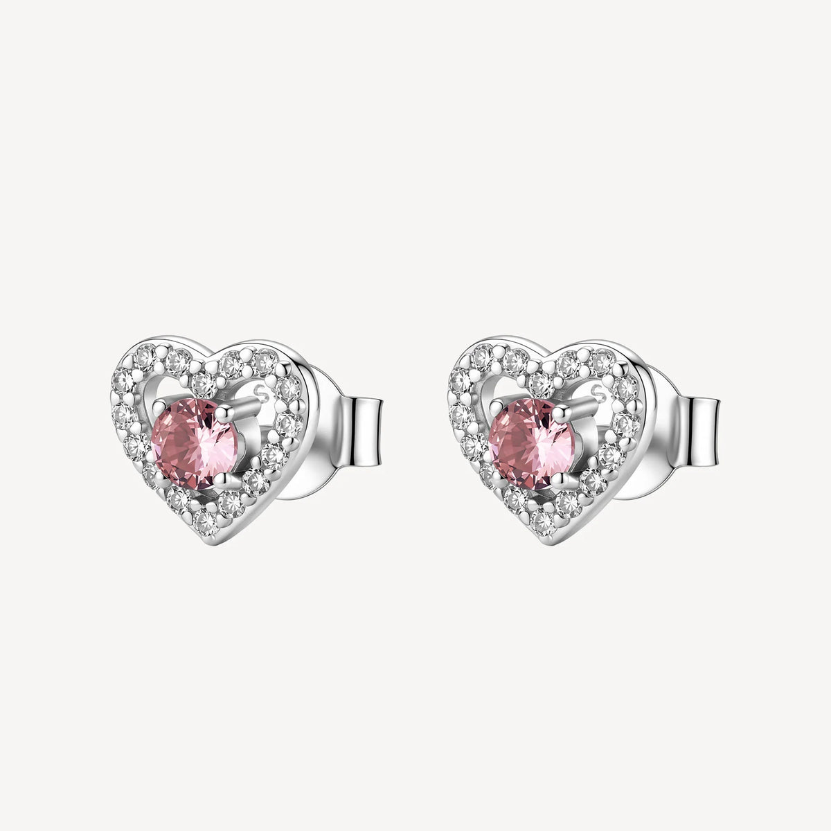 Orecchini Lobo Brosway Fancy Tender Pink Argento Cuore Con Cubic Zirconia Bianchi E Centrale Rosa
