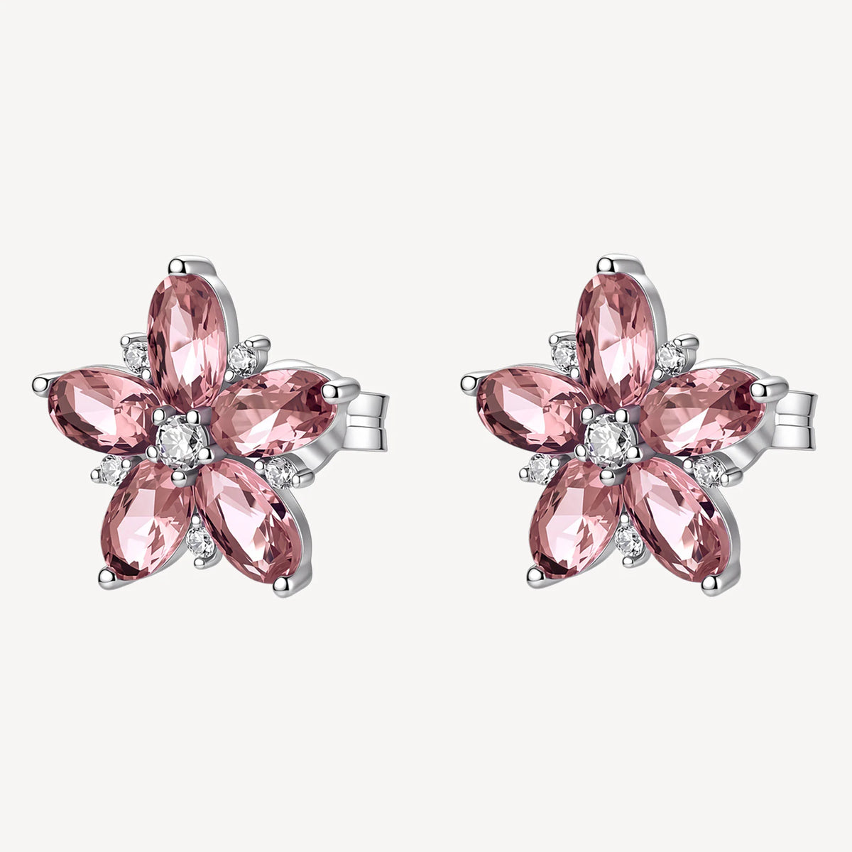 Orecchini Lobo Brosway Fancy Tender Pink Argento Fiore Con Cubic Zirconia Bianchi/Rosa