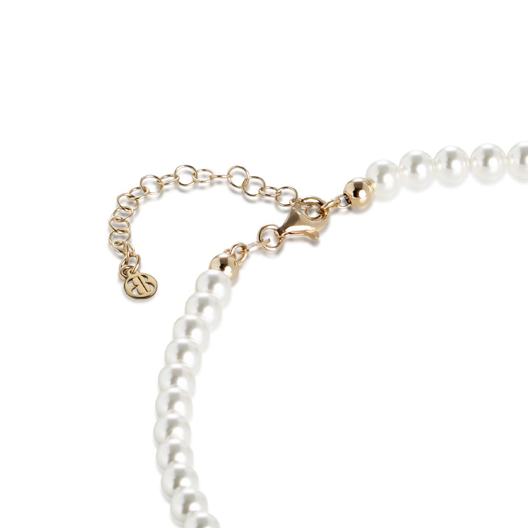 Collana Boccadamo Perle Argento Dorato e 3 Sfere Lavorazione Diamantata