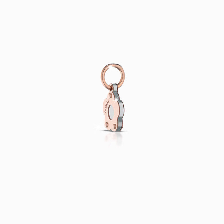 Ciondolo Lebebé Lockyourlove Fiore Oro Rosa 9 Kt e Argento Frase Grazie Mamma Cordino Fucsia