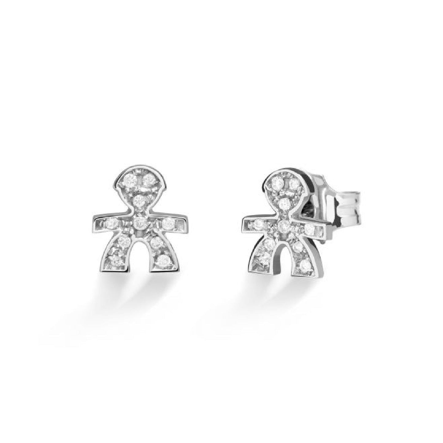 Orecchino singolo Lebebé Le Briciole Bimbo Oro Bianco 18 Kt Pavè Diamanti