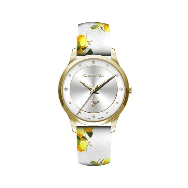 Orologio Camurrìa I Lumia 37 mm Pvd Oro Cinturino Stampa Limoni