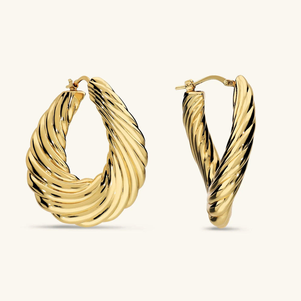 Orecchini a Cerchio Etrusca Gioielli Lega Golden Placcata Oro Righe
