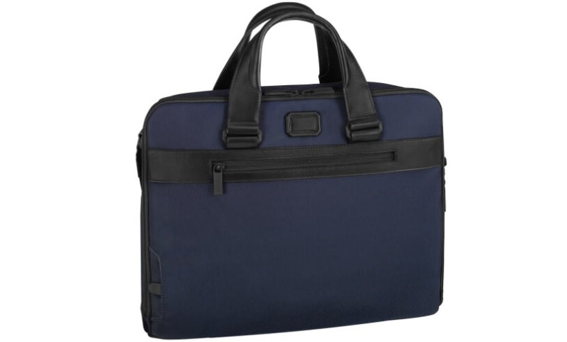 Borse Lavoro Montblanc My Nightflight Borsa Portadocumenti Tessuto Blu Inserti Pelle Nera