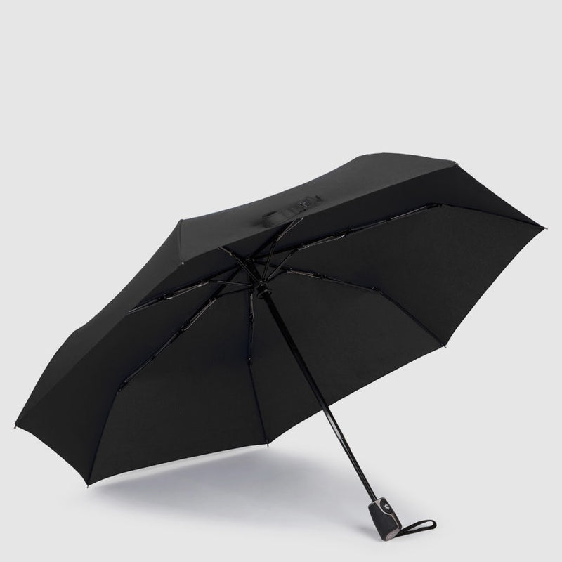 Ombrello Piquadro Mini Automatico Antivento Tessuto Riciclato Nero