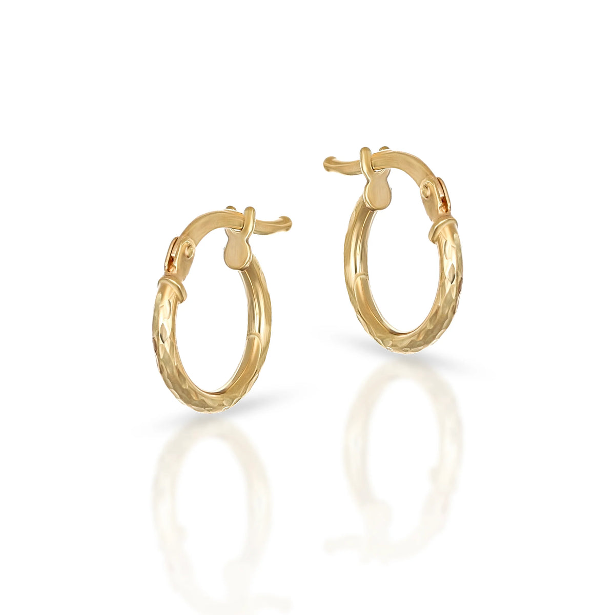 Orecchini a Cerchio Dana Brillì Baby Oro Giallo 9 Kt lavorazione Diamantata