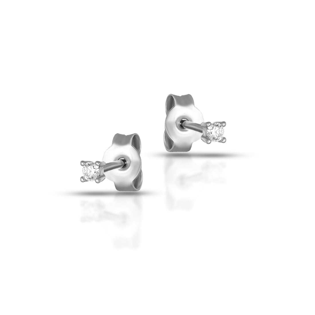 Orecchini Lobo Dana Harmonia Oro Bianco 9 Kt Punto Luce Pietra Bianca