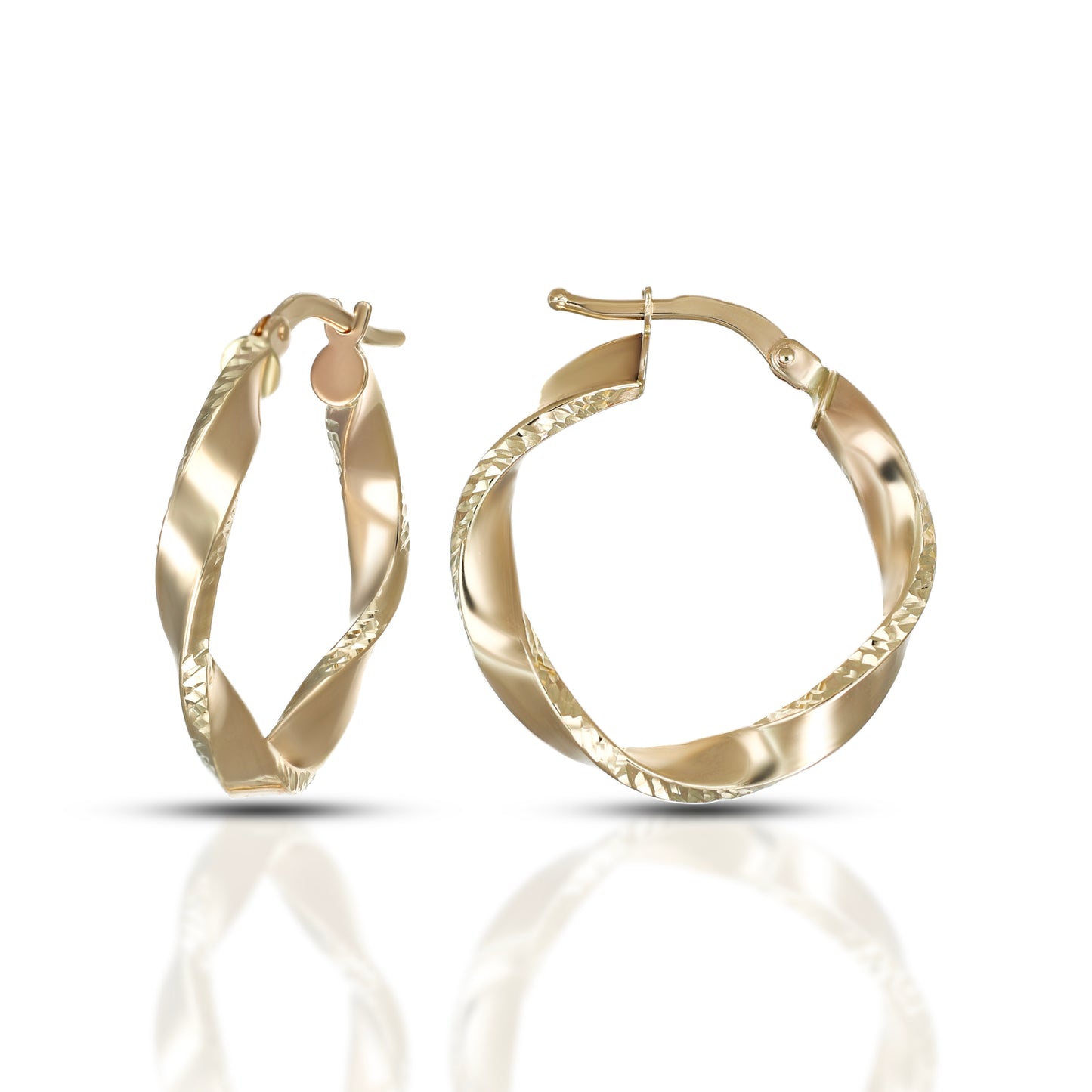 Orecchini a Cerchio Dana Helix Oro Giallo 9 Kt Torchon Diamantato