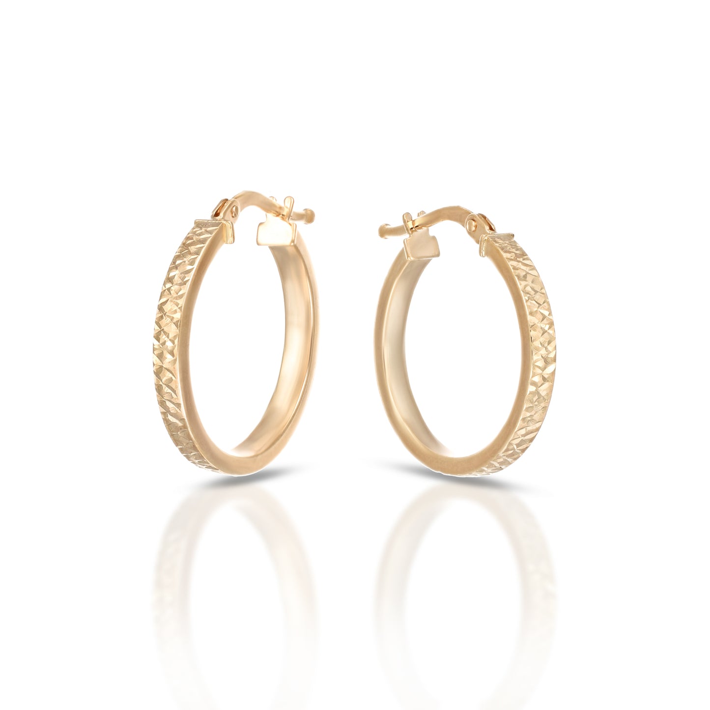 Orecchini a Cerchio Dana Flat Oro Giallo 9 Kt Diamantati