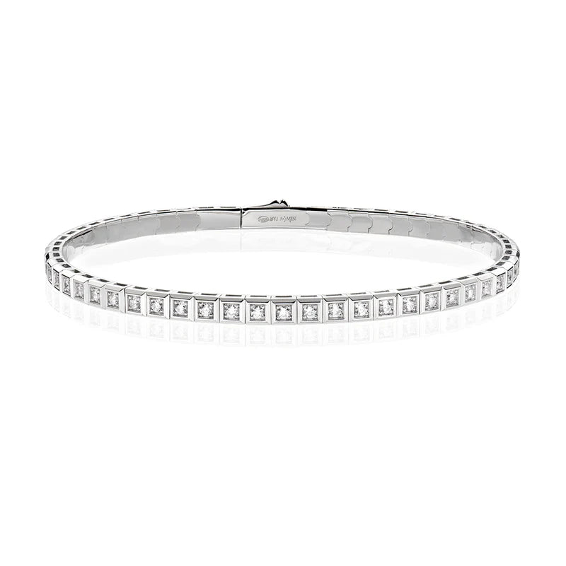 Bracciale Amen Tennis Ottone Pvd Oro Bianco Cristalli Quadrati