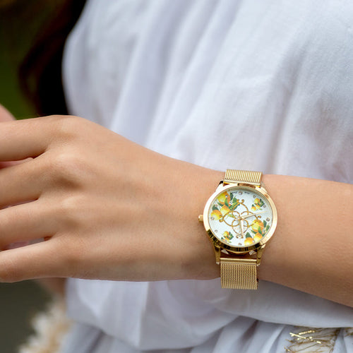 Orologio Camurrìa I Lumia 37mm Pvd Oro Braccialato Maglia Milanese