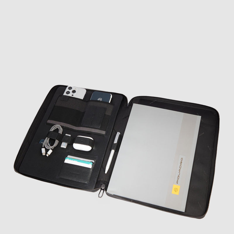Portablocchi Piquadro Portablocco Formato A4 Porta Ipad Portapenne Pelle Nera