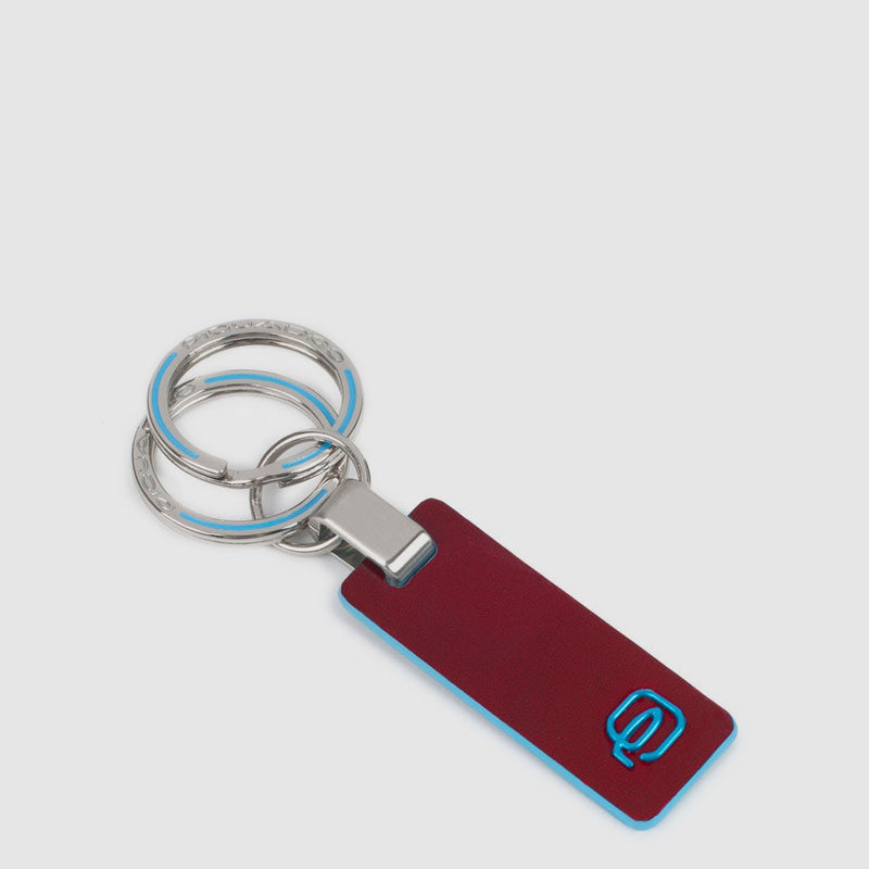Portachiavi Piquadro Blue Square Inserto In Pelle Rossa