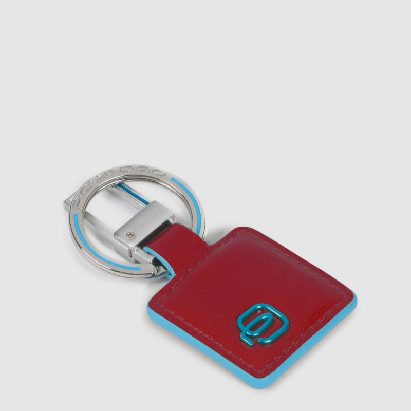 Portachiavi Piquadro Blue Square Con Inserto In Pelle Rossa
