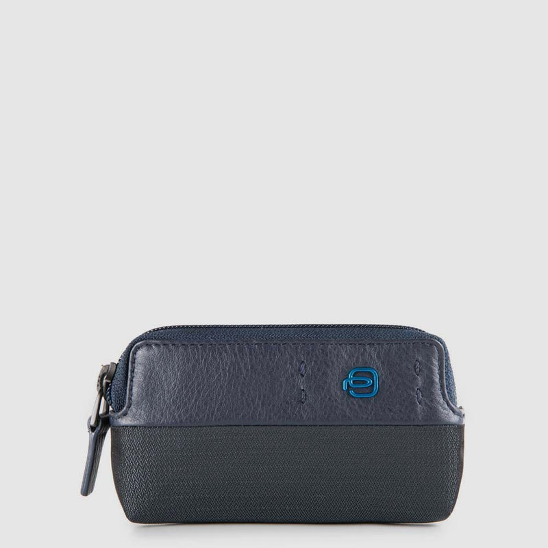 Portachiavi Piquadro Astuccio In Tessuto E Pelle Blu