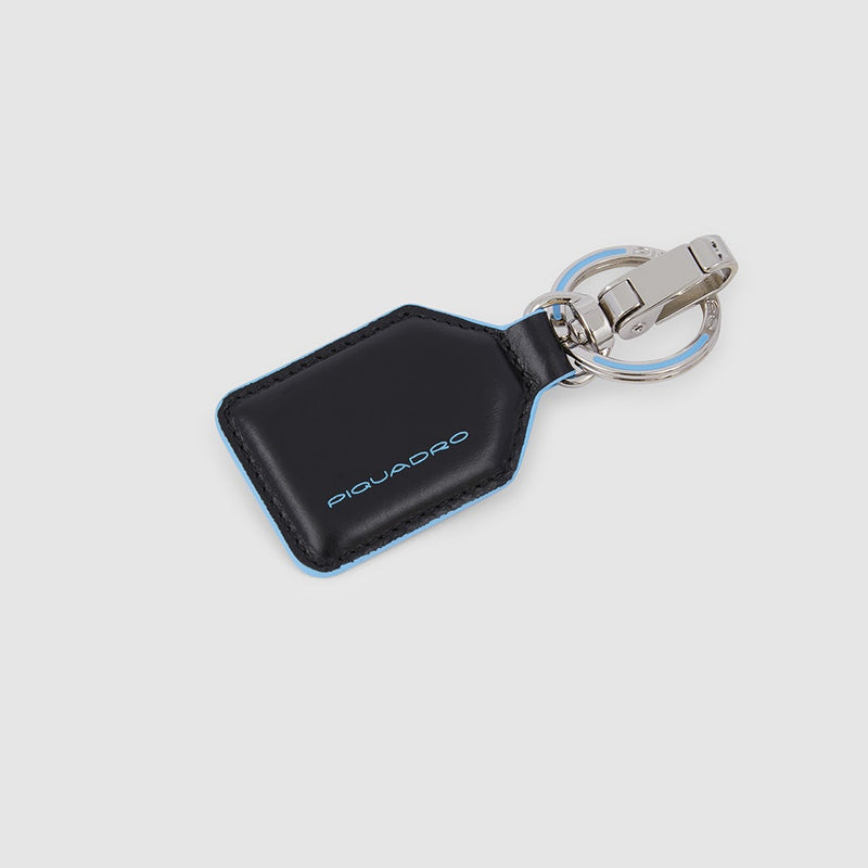 Portachiavi Piquadro Inserto Pelle Nera Brisé Moschettone