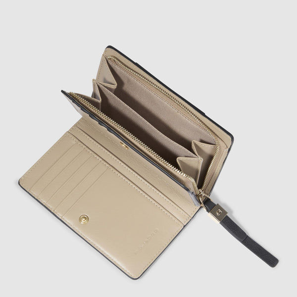 Portafogli Piquadro Portafoglio Donna Zip Portamonete Portadocumenti Pelle Azzurra