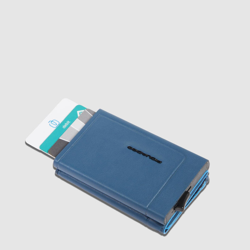 Portacarte Di Credito Piquadro Verticale Rigido Sliding System Porta Banconote Zip Monete Pelle Avion