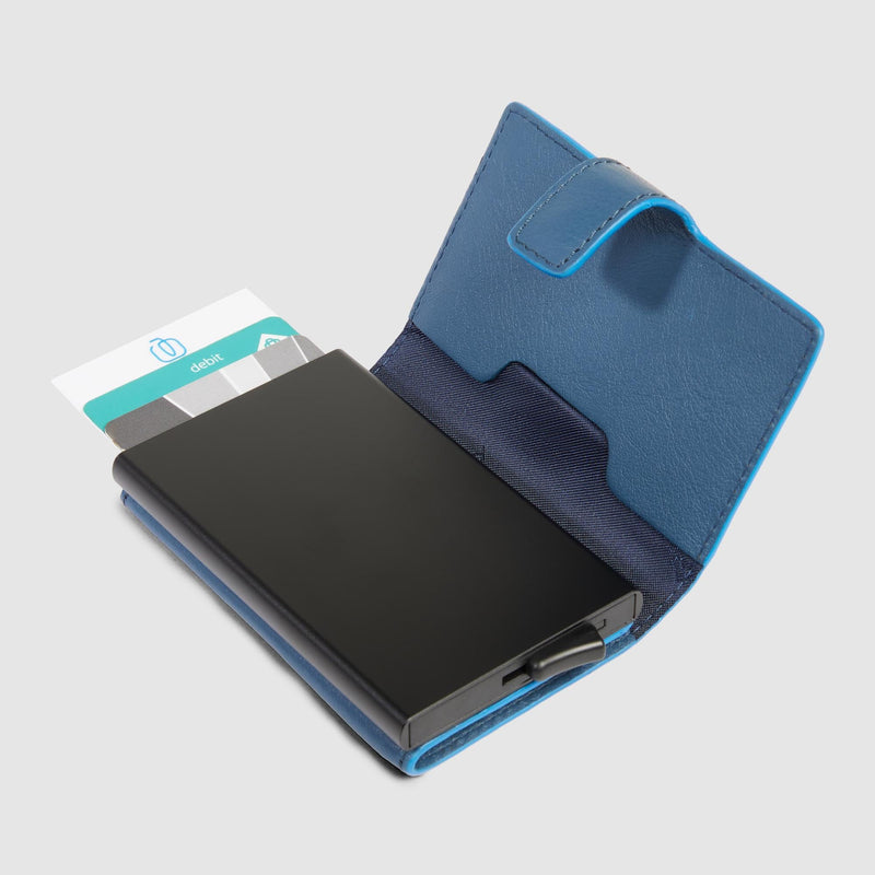 Portacarte Di Credito Piquadro Verticale Rigido Sistema Sliding System Porta Banconote In Pelle Avion