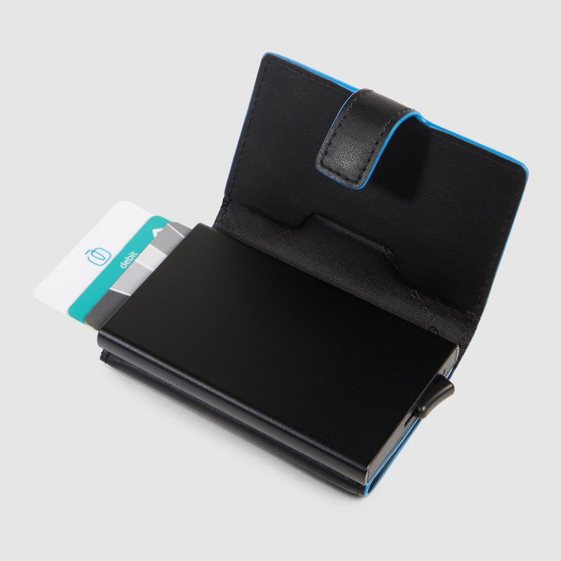 Portacarte Di Credito Piquadro Porta Carte Verticale Rigido Sistema Sliding System Banconote Pelle Nera