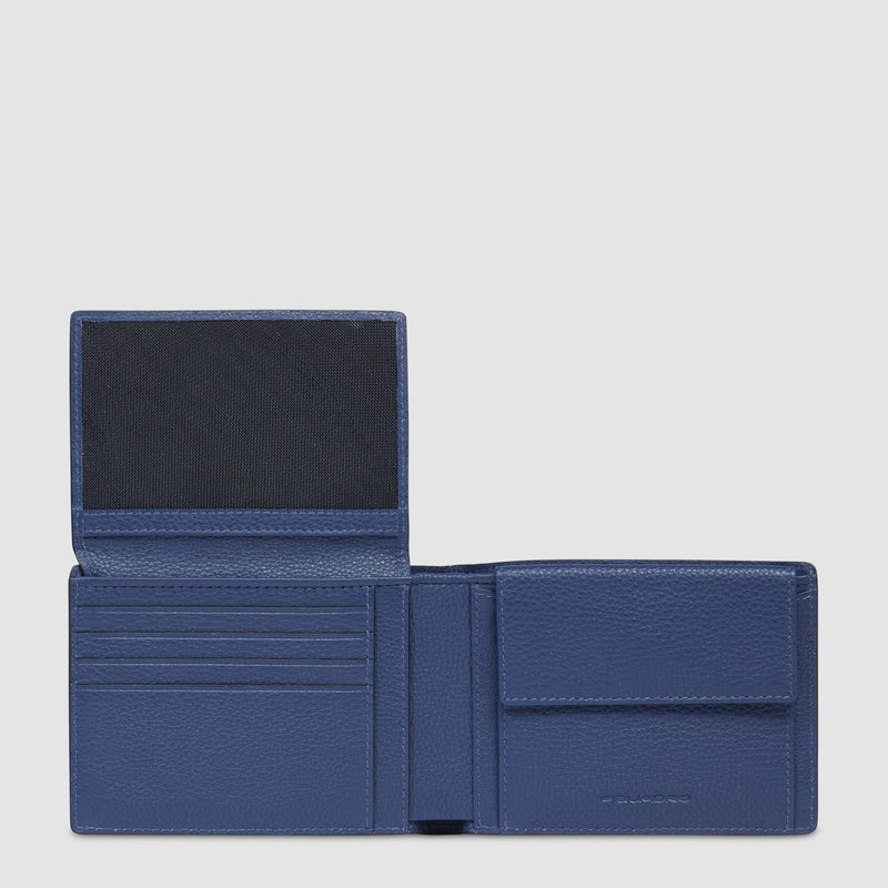 Portafogli Piquadro Portafoglio Uomo Portamonete Volantino Portadocumenti Pelle Blu