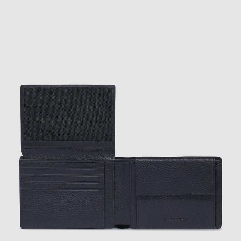 Portafogli Piquadro Portafoglio Uomo Portamonete Volantino Portadocumenti Pelle Nera