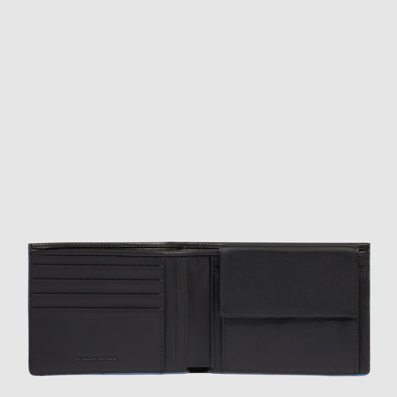 Portafogli Piquadro Portafoglio Uomo Portamonete Portadocumenti Pelle Nera Perfilo Blu