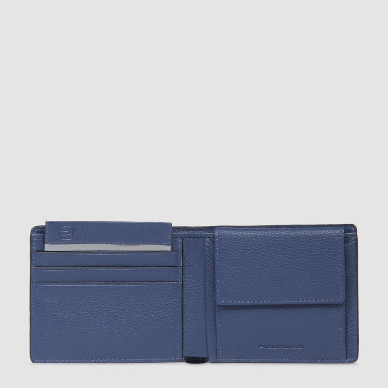 Portafogli Piquadro Portafoglio Uomo Portamonete Portadocumenti Pelle Martellata Blu