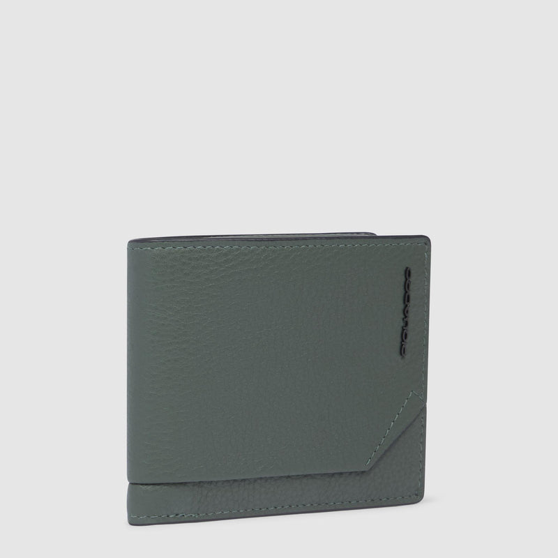Portafogli Piquadro Portafoglio Uomo Portamonete Volantino Portadocumenti Removibile Pelle Martellata Verde