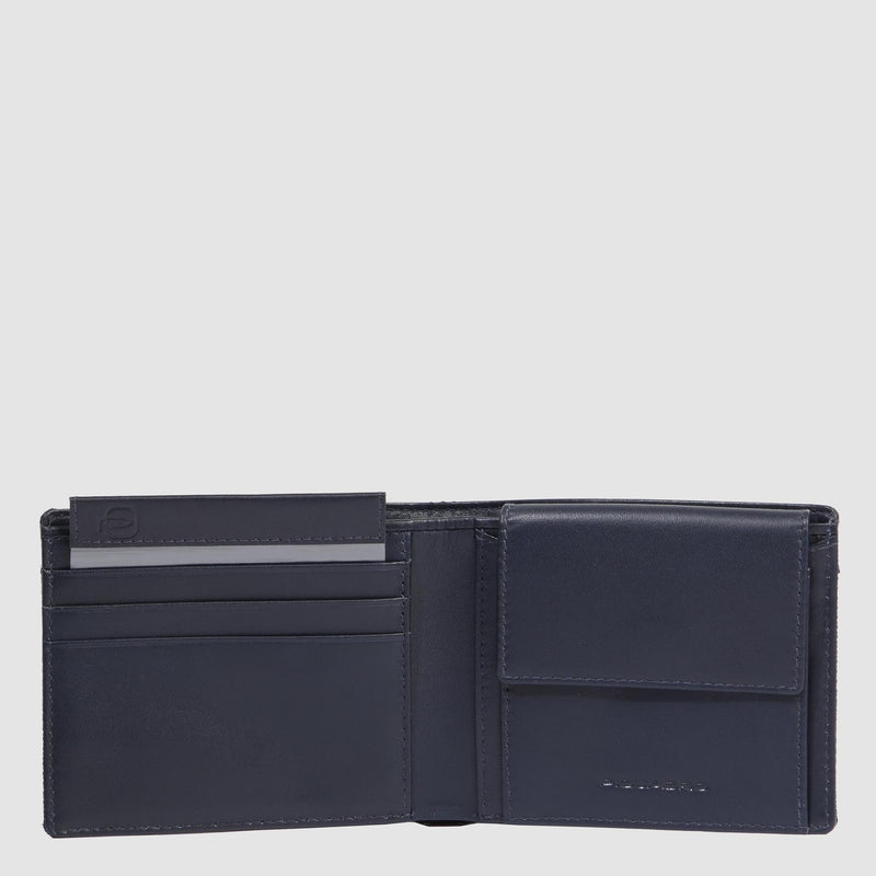 Portafogli Piquadro Portafoglio Uomo Portamonete Portadocumenti Tessuto Inserti Pelle Blu