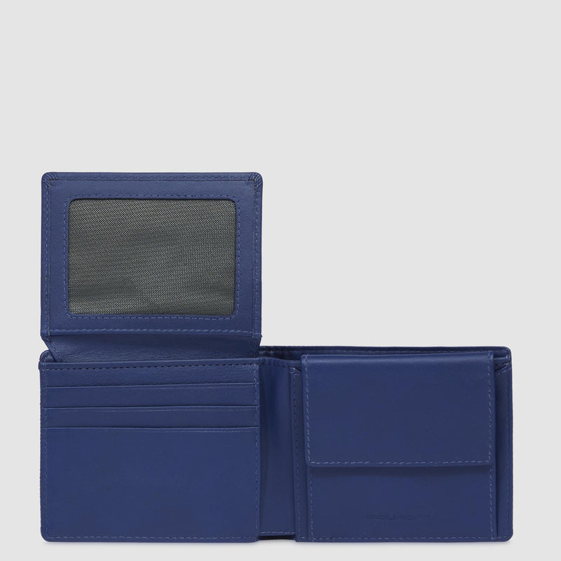 Portafogli Piquadro Portafoglio Uomo Portamonete Volantino Portadocumenti Tessuto Inserti Pelle Blu