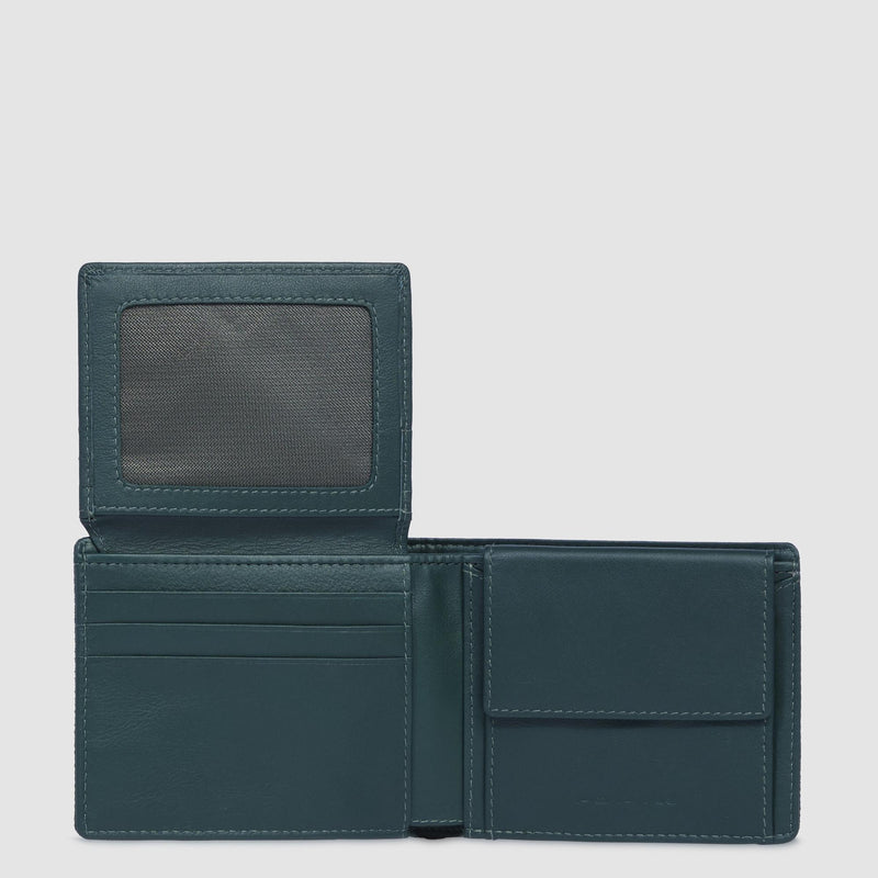 Portafogli Piquadro Portafoglio Uomo Portamonete Volantino Portadocumenti Tessuto Inserti Pelle Verde