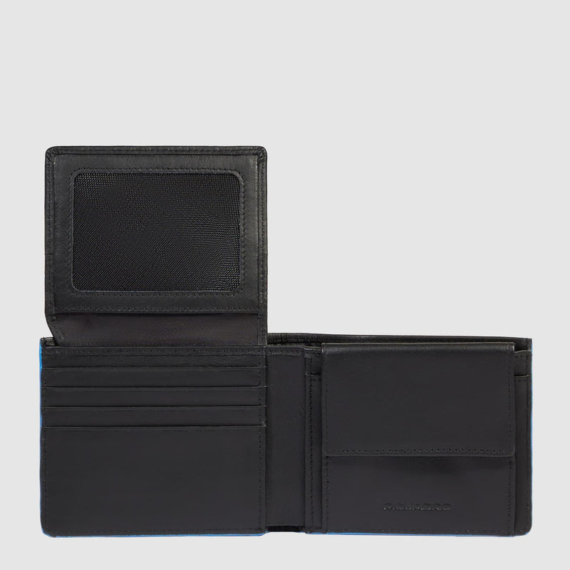 Portafogli Piquadro Portafoglio Uomo Portamonete Volantino Portadocumenti Pelle Nera