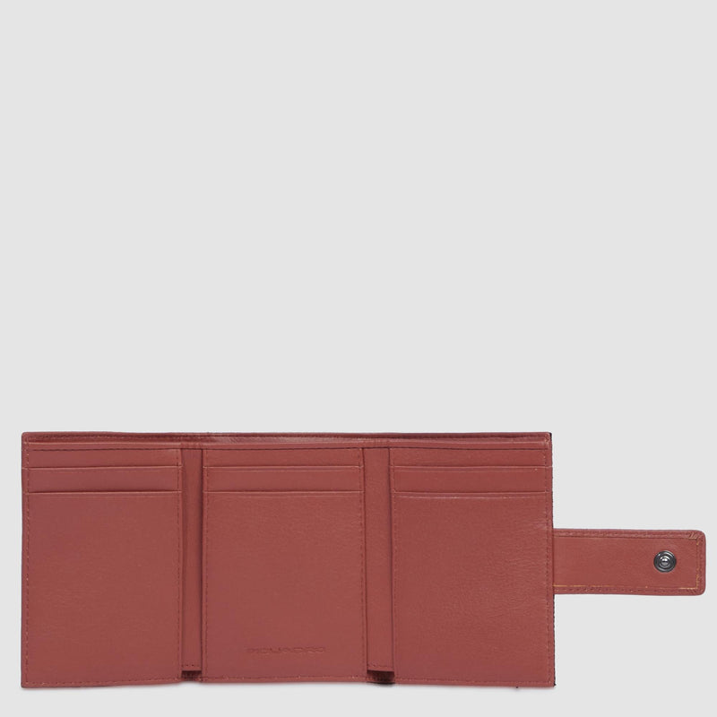 Portafogli Piquadro Portafoglio Tascabile Uomo Portadocumenti Portamonete Esterno Tessuto Inserti Pelle Arancio