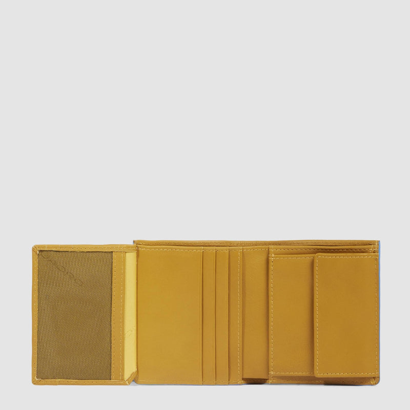 Portafogli Piquadro Portafoglio Uomo Verticale Portamonete Volantino Portadocumenti Pelle Gialla